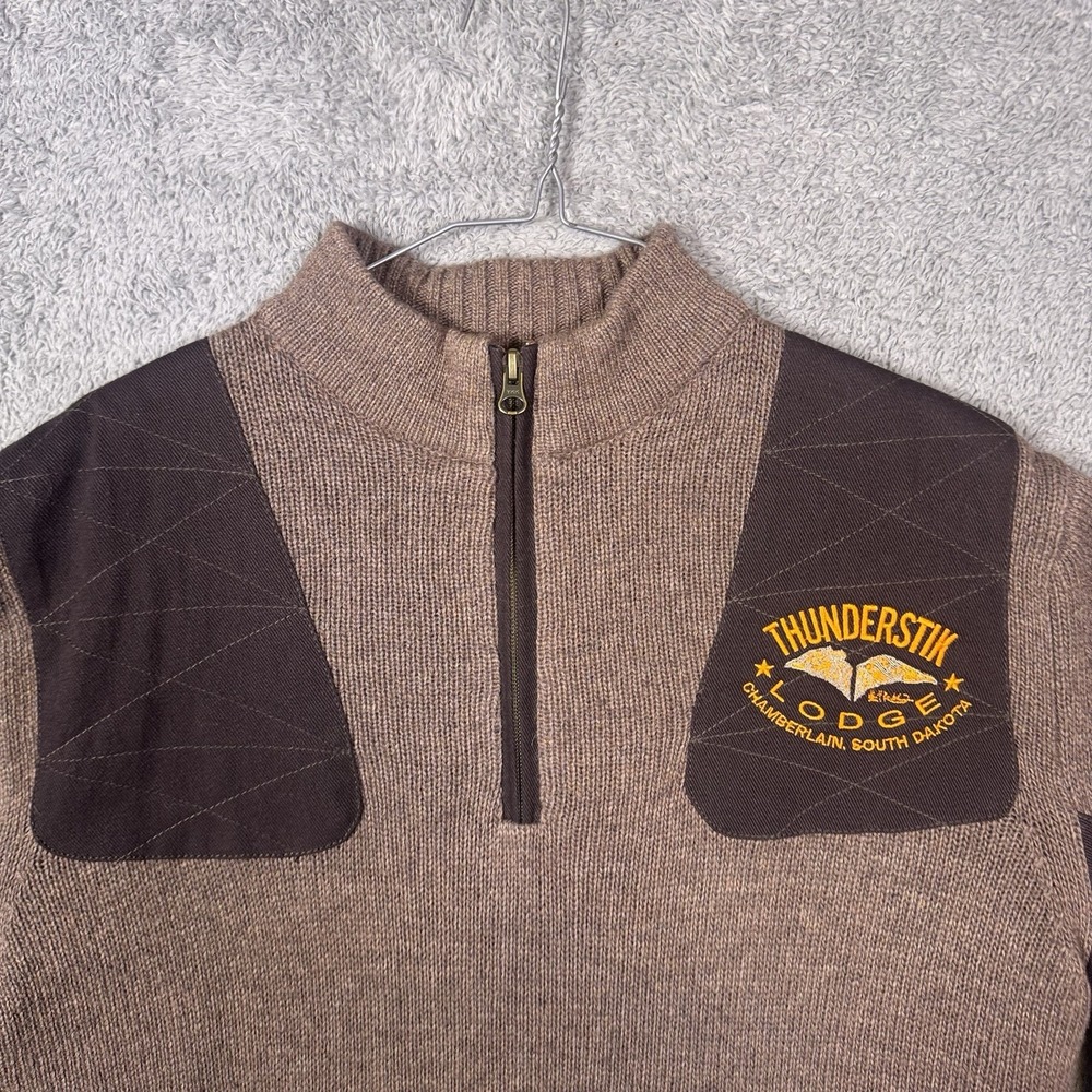 Beretta Sweater Men M Lambs Wool Lined Wind Barrier Shooting Hunting Elbow Patch - Picture 4 of 15